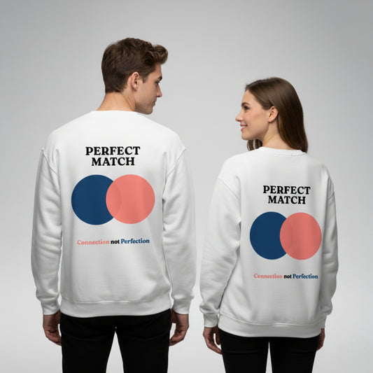 White Sweatshirt – Perfect Match (Blue Coral) – Sweaz