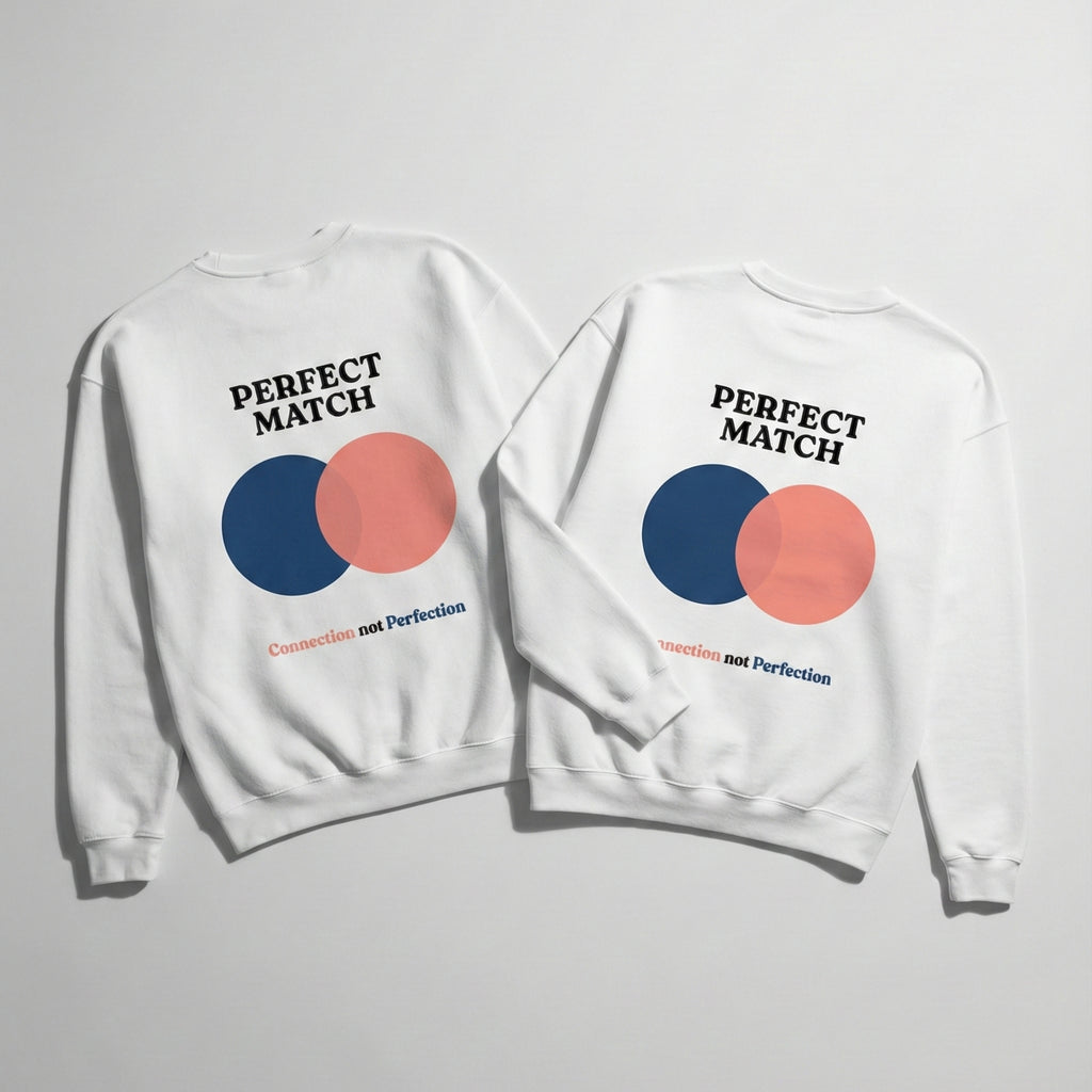 Sweaz Perfect Match Graphic Sweatshirt - Blue/Coral - Connection not Perfection