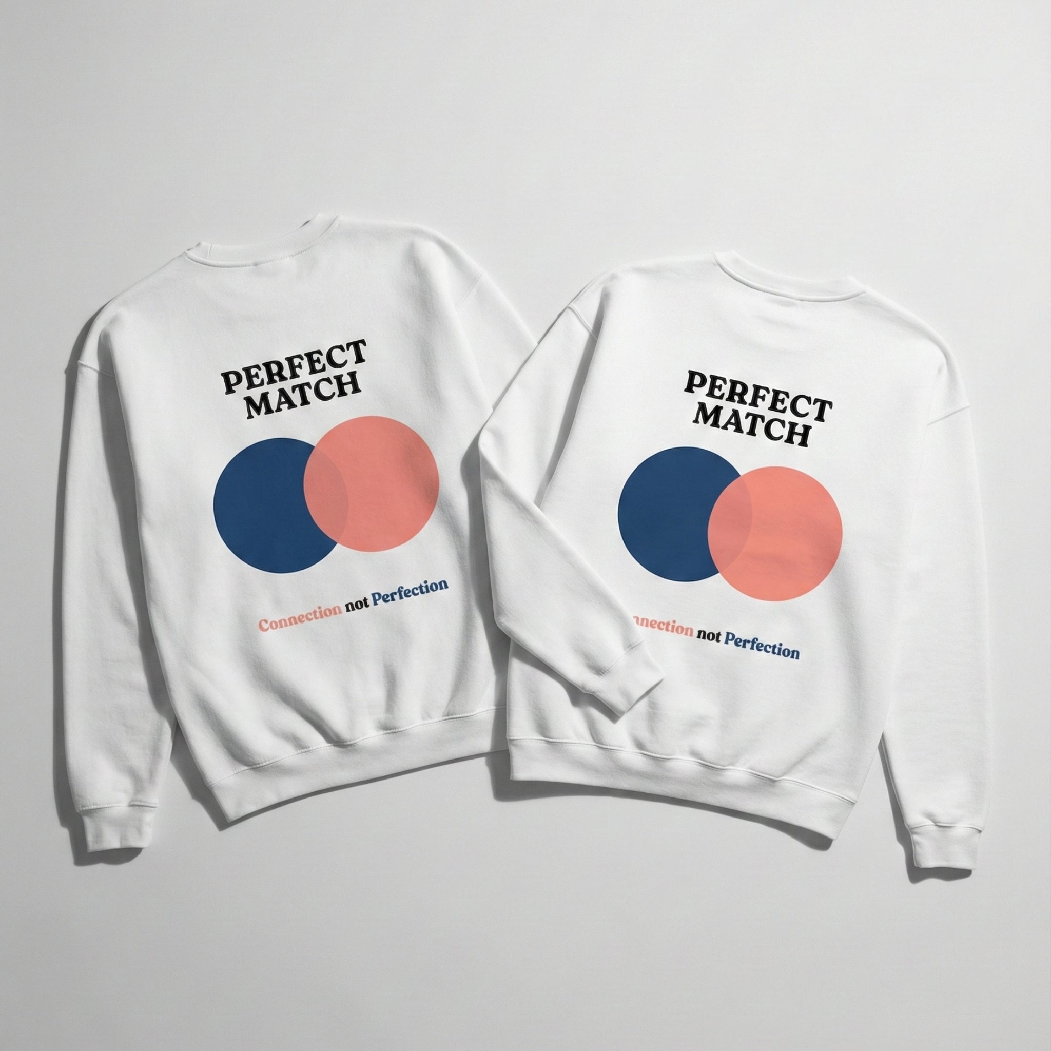 Sweaz Perfect Match Graphic Sweatshirt - Blue/Coral - Connection not Perfection