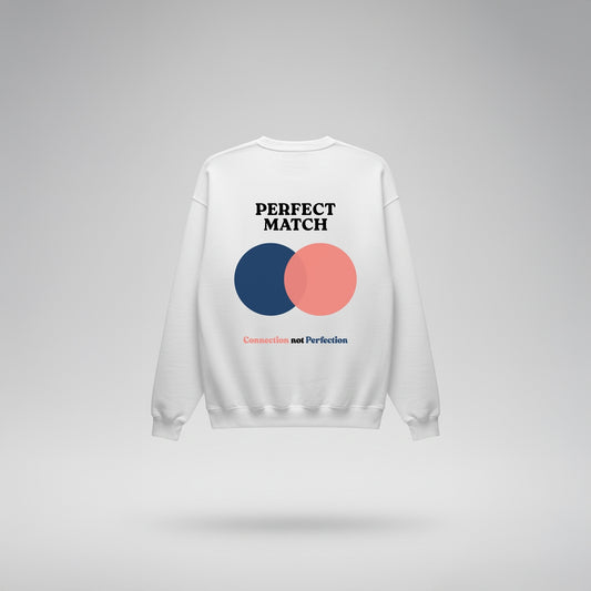 White Sweatshirt – Perfect Match (Blue Coral) – Sweaz