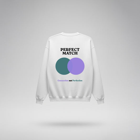 White Sweatshirt – Perfect Match (Dark Cyan Lilac) – Sweaz
