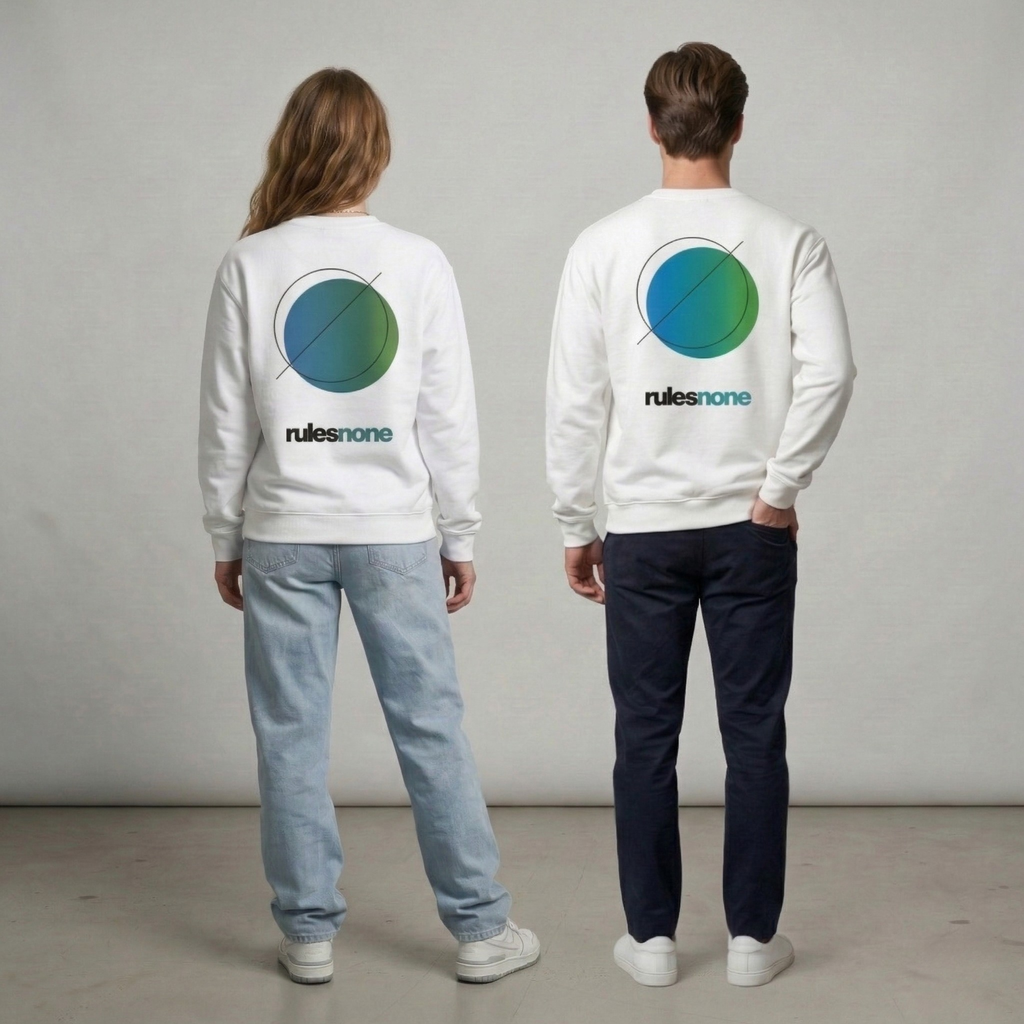 Sweaz "rulesnone" Graphic Sweatshirt - White/Green