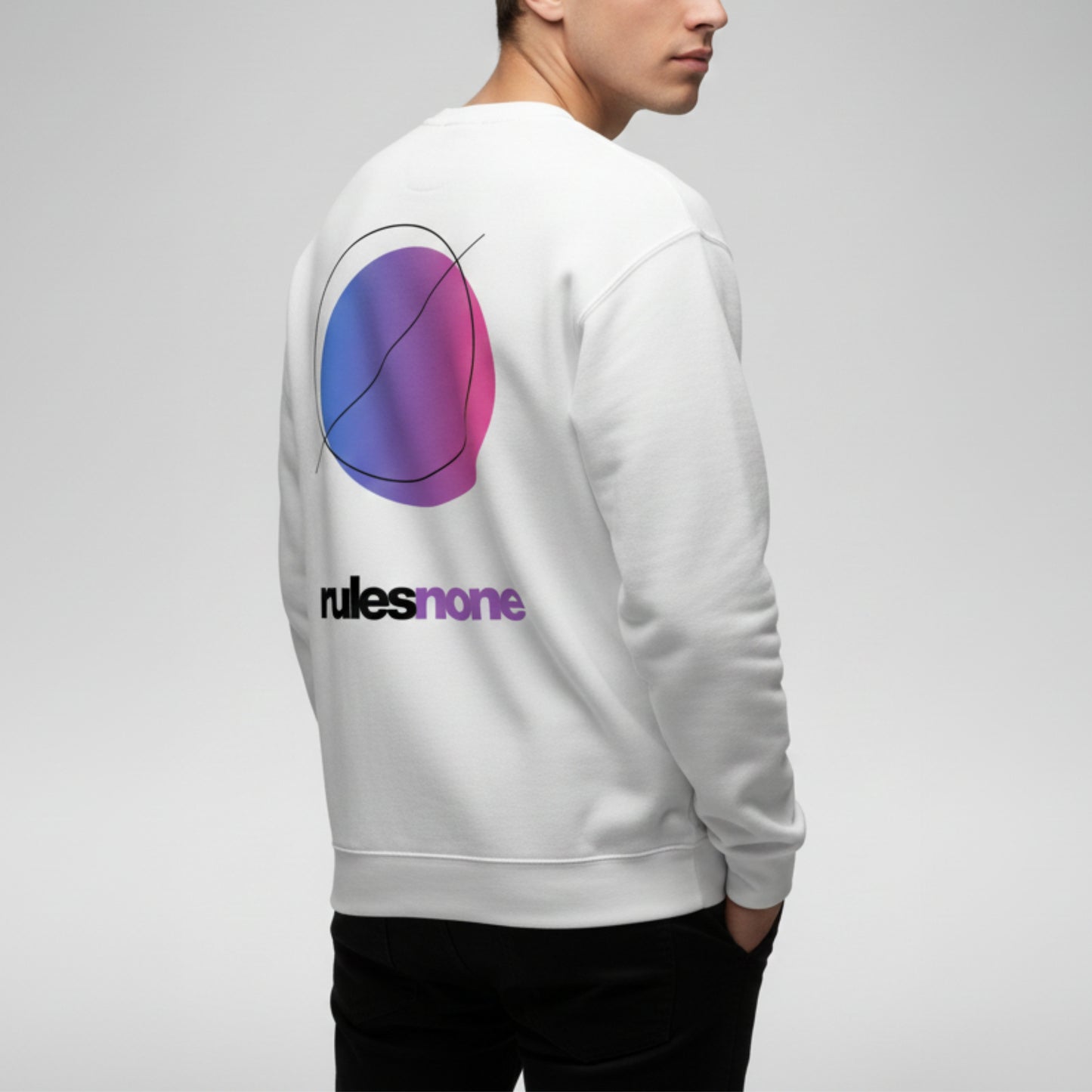 White Sweatshirt – Rules None (Purple) – Sweaz
