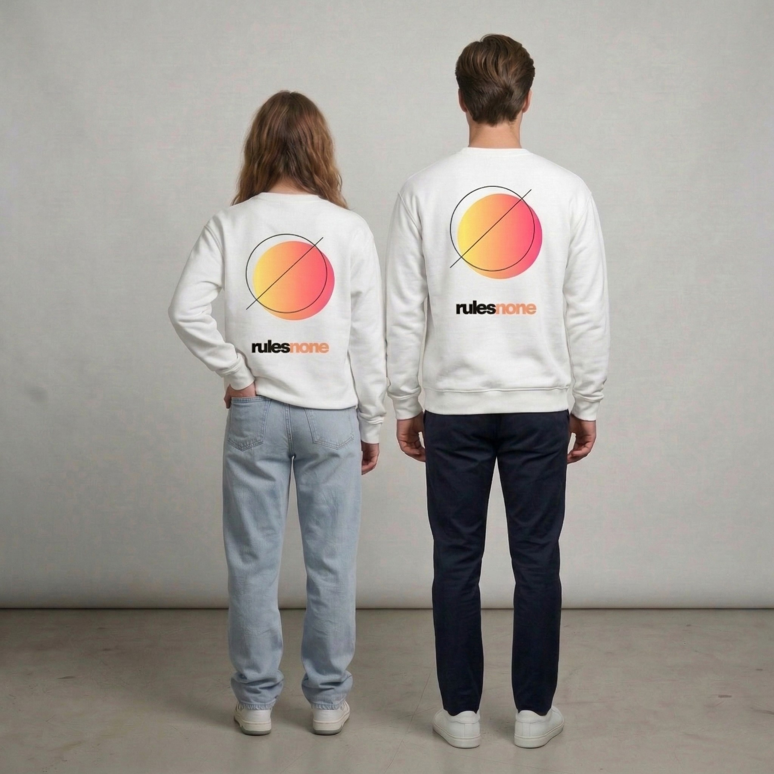 Sweaz "rulesnone" Graphic Sweatshirt - White/Orange