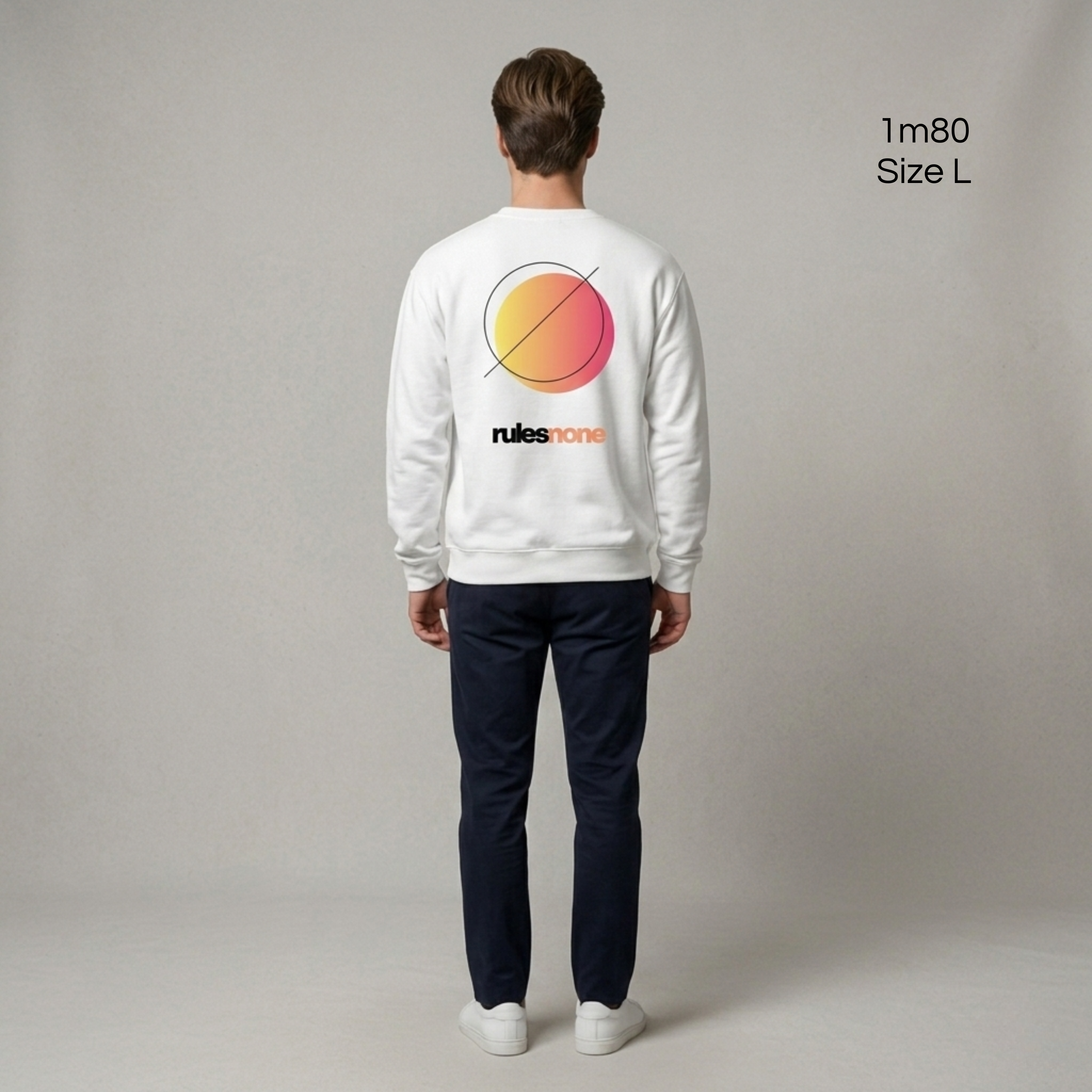 Sweaz "rulesnone" Graphic Sweatshirt - White/Orange