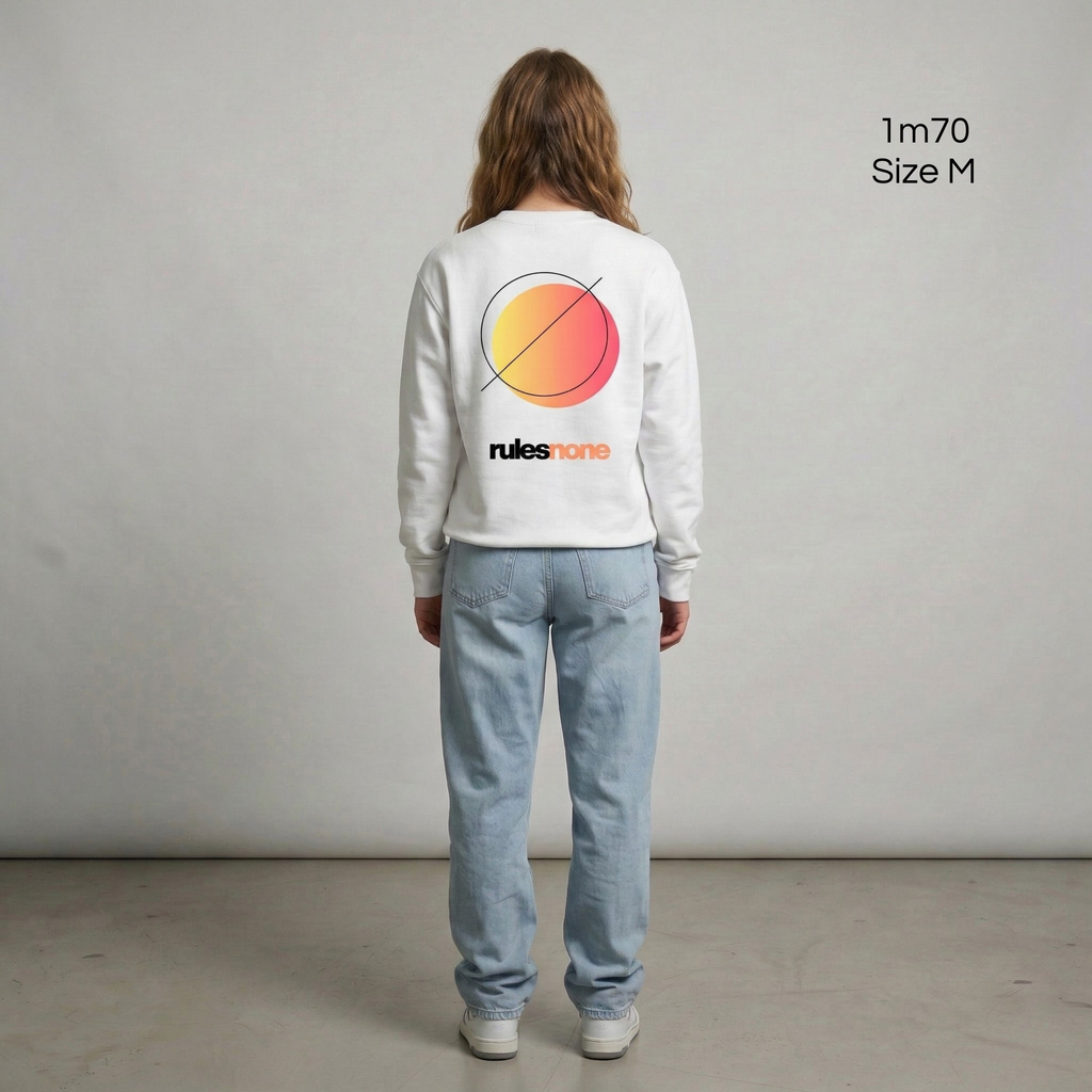 Sweaz "rulesnone" Graphic Sweatshirt - White/Orange