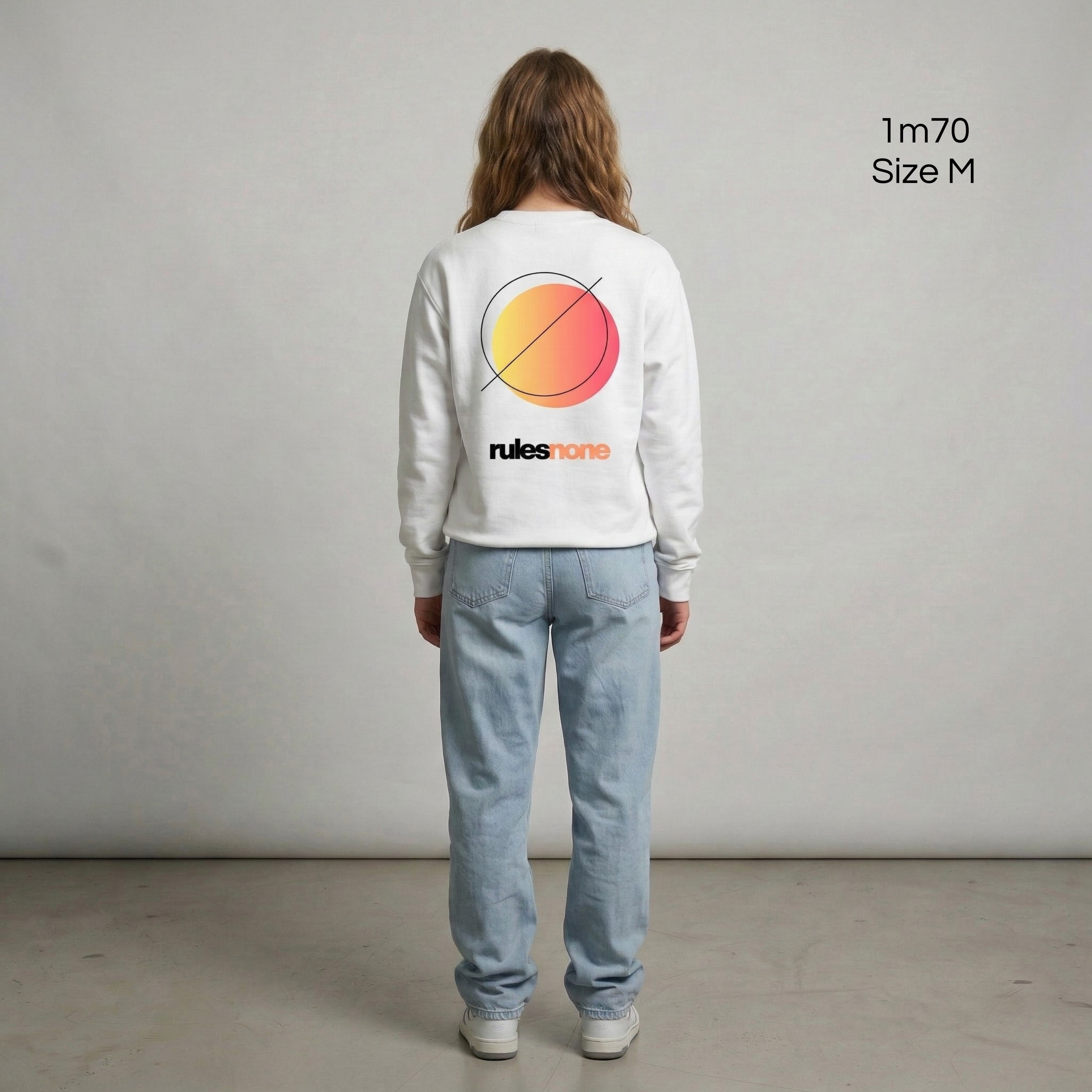 Sweaz "rulesnone" Graphic Sweatshirt - White/Orange