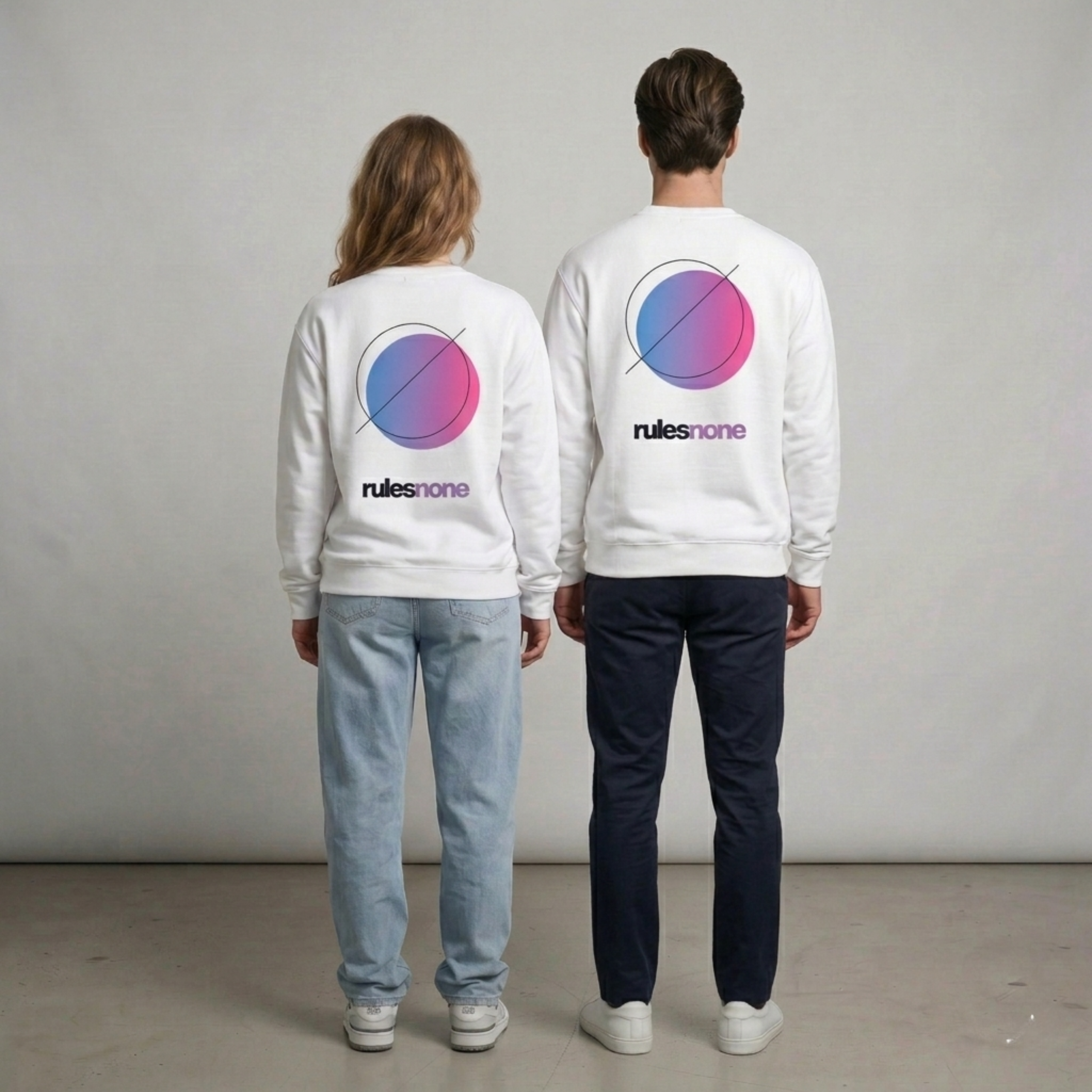 Sweaz "rulesnone" Graphic Sweatshirt - White/Purple