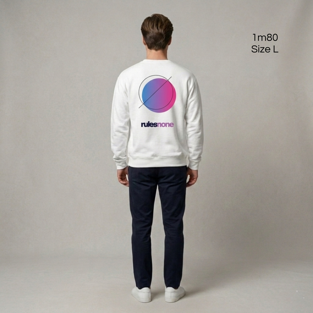Sweaz "rulesnone" Graphic Sweatshirt - White/Purple