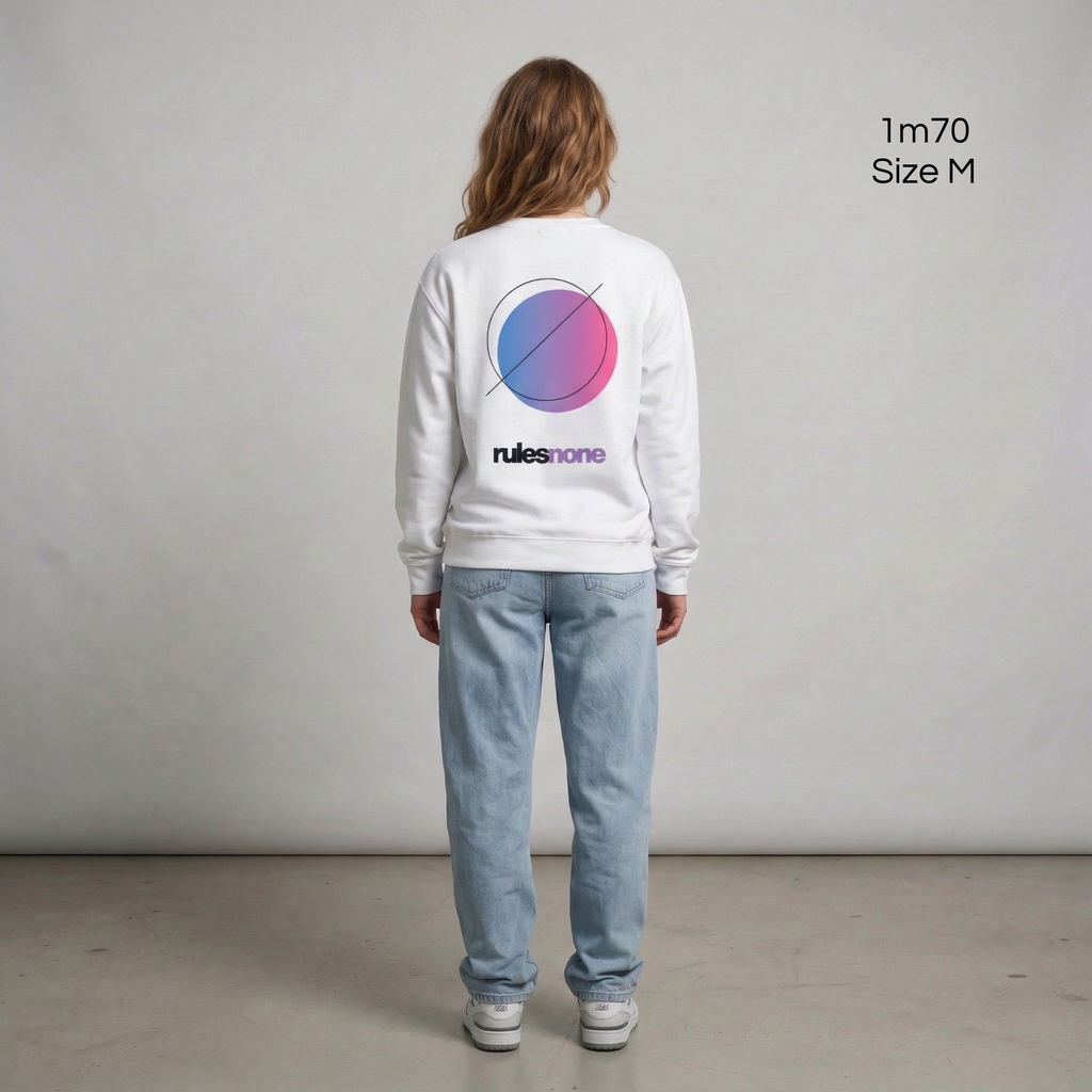 Sweaz "rulesnone" Graphic Sweatshirt - White/Purple