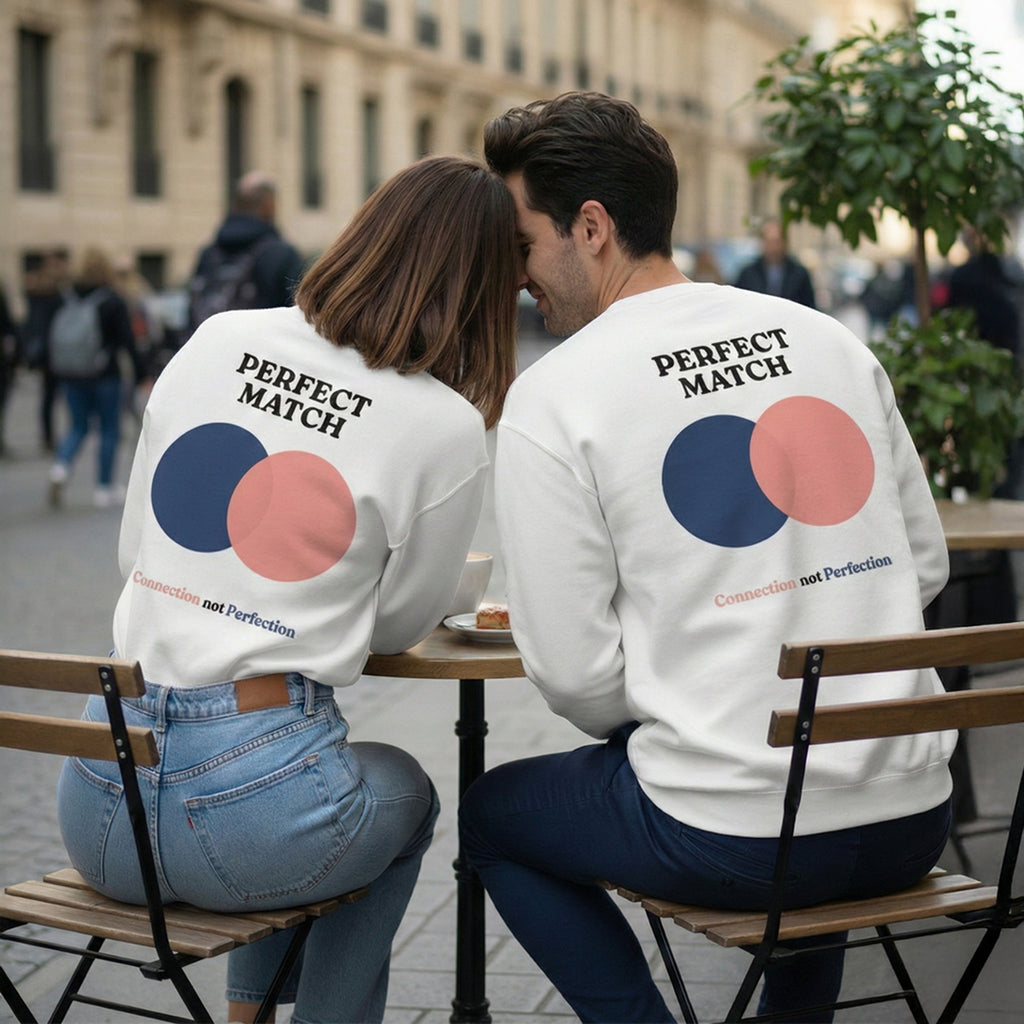 Sweaz Perfect Match Graphic Sweatshirt - Blue/Coral - Connection not Perfection