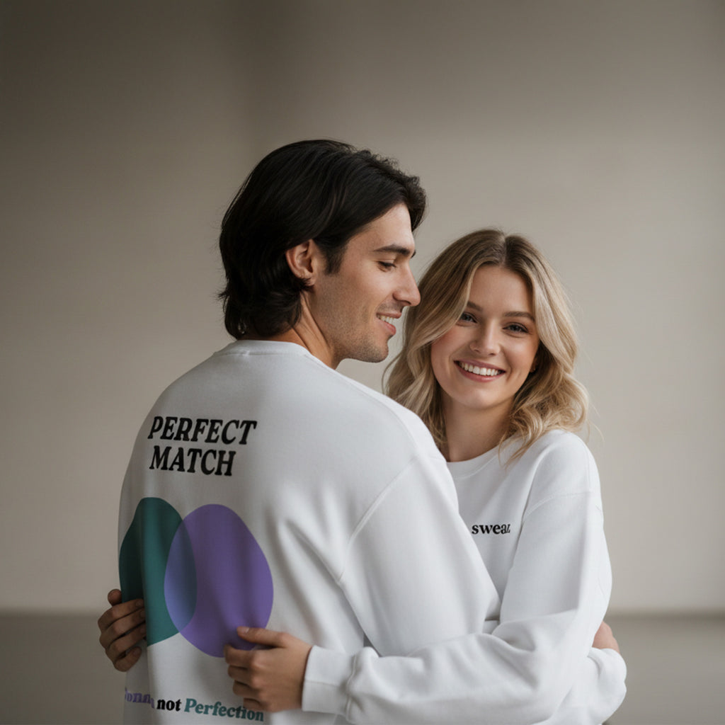 Sweaz Perfect Match Graphic Sweatshirt - Dark Cyan/Lilac - Connection not Perfection