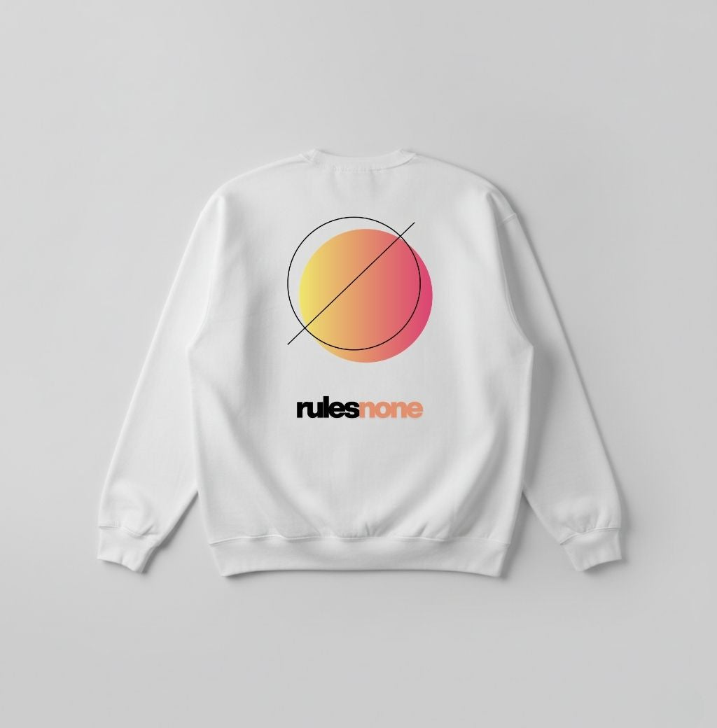 Sweaz "rulesnone" Graphic Sweatshirt - White/Orange