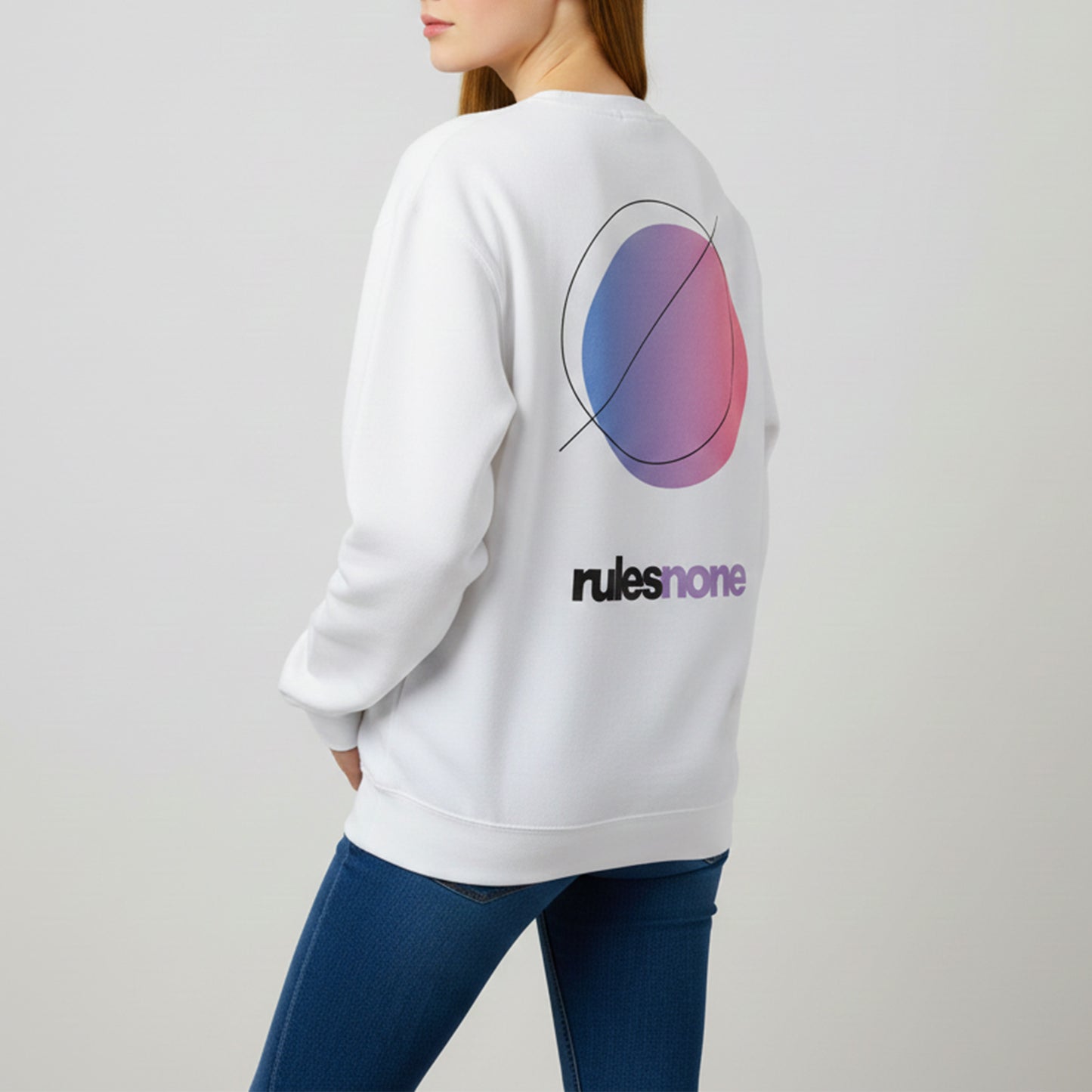 White Sweatshirt – Rules None (Purple) – Sweaz